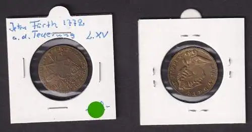 Jeton Token Stadt Fürth Teuerung und Hungersnot in Franken 1772 (152335)