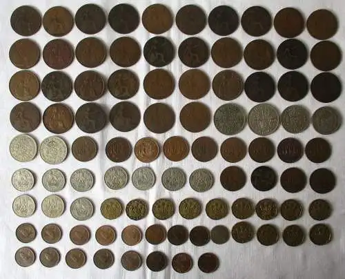 Sammlung 95 Kleinmünzen Großbritannien meist aus Kupfer ab 1902 (169473)