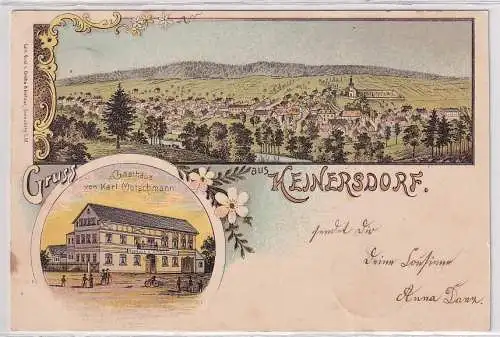 44768 Ak Lithographie Gruß aus Heinersdorf Sachsen-Meiningen Gasthaus 1900