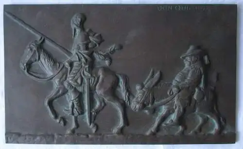 Lauchhammer Bronze Plakette Don Quichote Entwurf H. Hübner Weimar (102997)