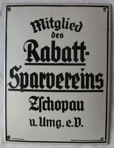 Emailleschild Mitglied des Rabatt-Sparvereins Zschopau und Umg. e.V. (104084)