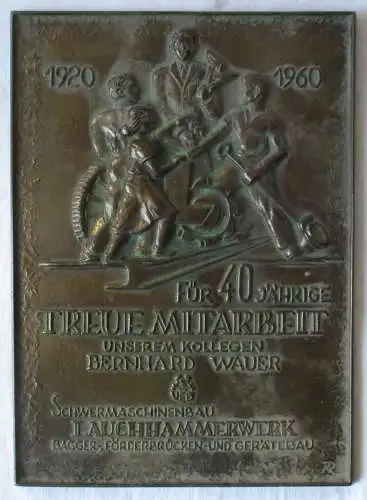Plakette 40 jährige Treue Mitarbeit Schwermaschinenbau Lauchhammerwerk (125976)
