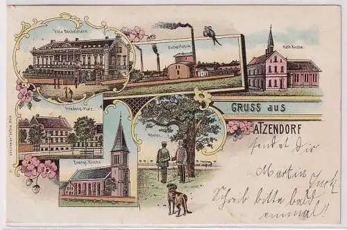 31574 Ak Lithographie Gruß aus Atzendorf Zuckerfabrik, Villa Böckelmann usw.1905