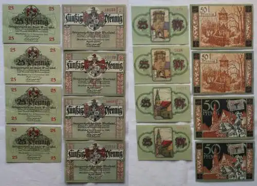 4x 25 & 4x 50 Pfennig Banknoten Notgeld Stadt Wunsiedel 11.11.1918 (169006)