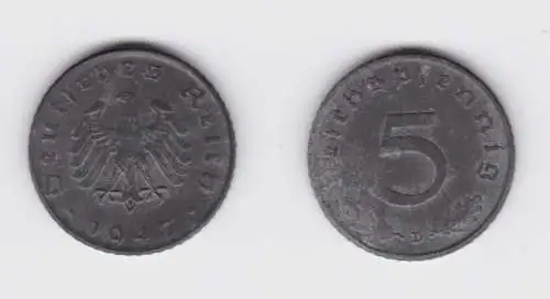 5 Pfennig Zink Münze alliierte Besatzung 1947 D Jäger 374 f.vz (134040)