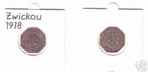 10 Pfennig Münze Notgeld Kreisstadt Zwickau 1918