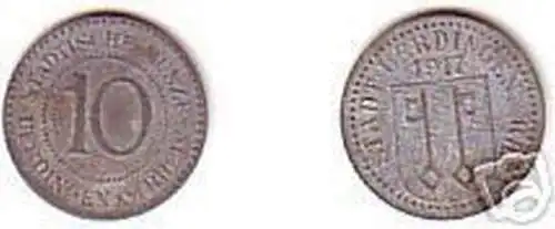 Notgeld Münze 10 Pfennig Stadt Ürdingen 1917