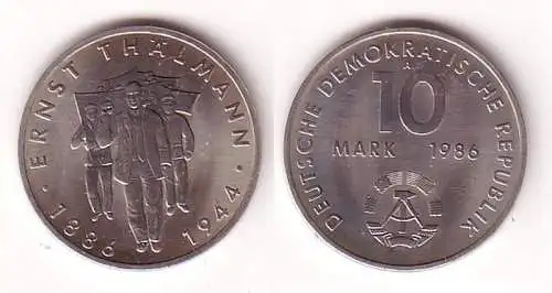 DDR Gedenk Münze 10 Mark Ernst Thälmann 1986 (110972)