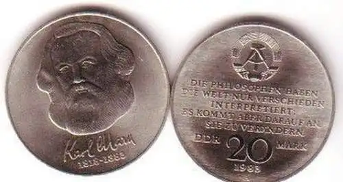 DDR Gedenk Münze 20 Mark Karl Marx 1983