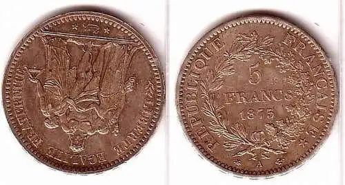 5 Franc Silber Münze Frankreich 1873 A