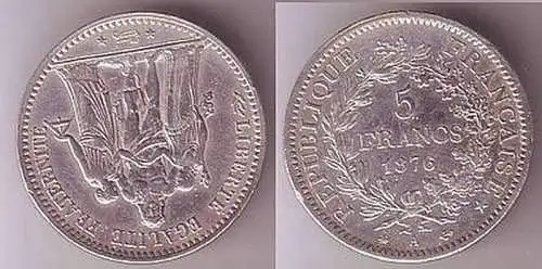 5 Franc Silber Münze Frankreich 1876 A