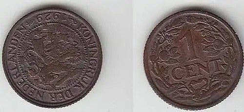 1 Cent Kupfer Münze Niederlande 1929
