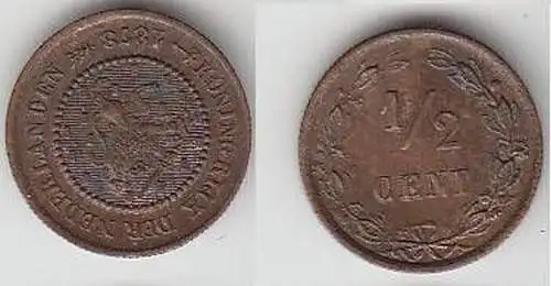 1/2 Cent Kupfer Münze Niederlande 1878