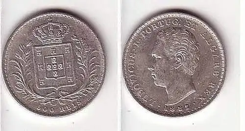 500 Reis Silber Münze Portugal 1887
