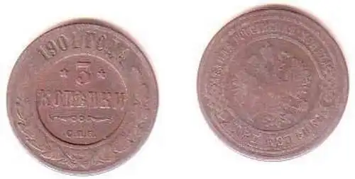 3 Kopeken Kupfer Münze Russland 1901