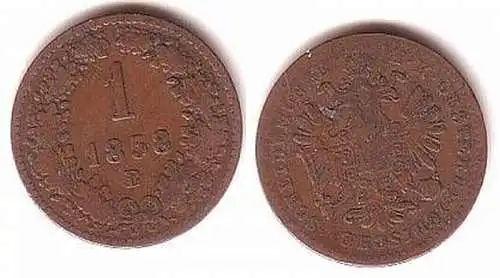1 Kreuzer Kupfer Münze Österreich 1858 B