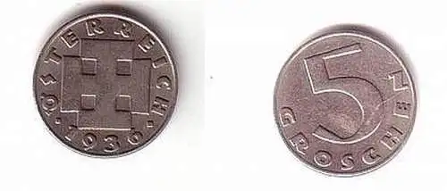 5 Groschen Nickel Münze Österreich 1936