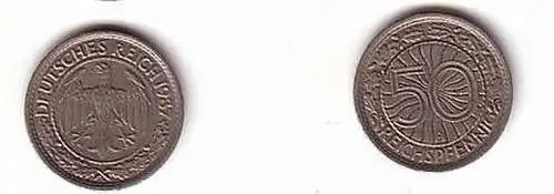 50 Pfennig Nickel Münze Weimarer Republik 1937 A