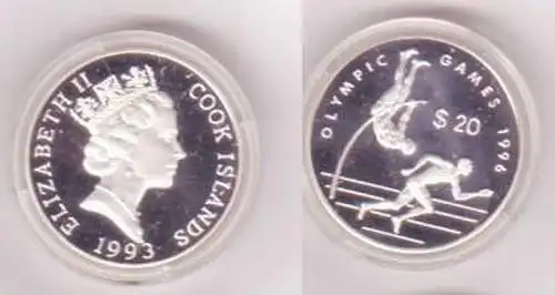 20 Dollar Silber Münze Cook Insel Olympiade 1996