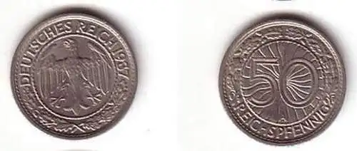 50 Pfennig Nickel Münze Weimarer Republik 1937 A