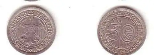 50 Pf. Nickel Münze Weimarer Republik 1936 G Jäger 324