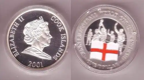 1 Dollar Cook Inseln Fußball Weltmeister 1966 Silber Münze 2001 (MU5264)
