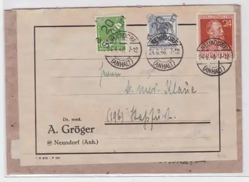 35410 seltener Brief SBZ Handstempel Aufdruck Staßfurt 24.6.1948