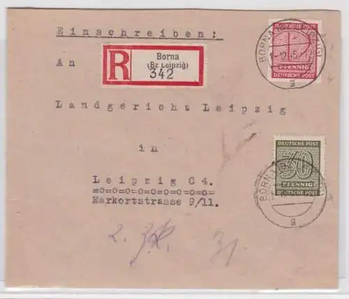 95049 seltener R-Brief SBZ West Sachsen Borna 1.12.1945
