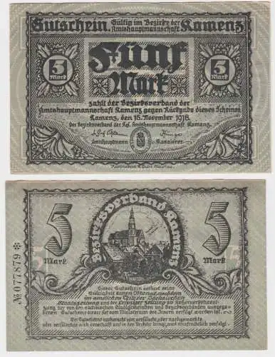 5 Mark Banknote Notgeld Amtshauptmannschaft Kamenz 1918 (117470)
