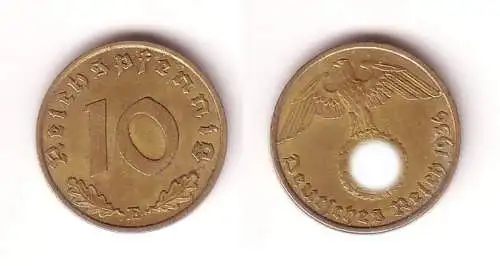 10 Pfennig Messing Münze 3. Reich 1936 E Jäger 364 (112683)