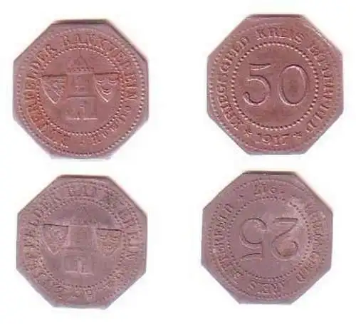 2 x Notgeld Münze Bitterfelder Bankverein GmbH 1917