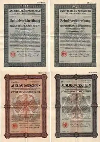 4 alte Schuldverschreibungen des Deutschen Reich 1925