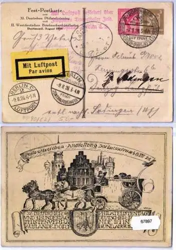 67897 DR Ganzsachen Postkarte P90/ C2 32. Dt. Philatelistentag Dortmund 1926