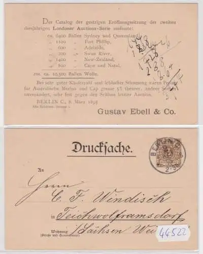 44522 Privat Ganzsachen Postkarte PP8/ B1 Zudruck Gustav Ebell & Co. Berlin 1895