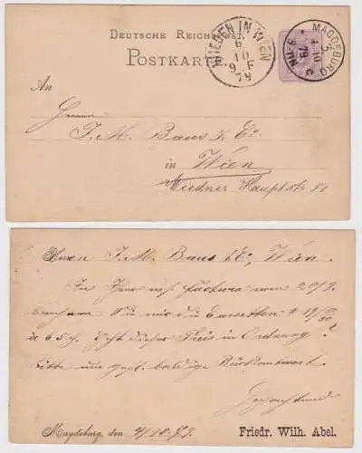 33032 Ganzsachen Postkarte P10 Zudruck Friedr. Wilh. Abel. Magdeburg 1879