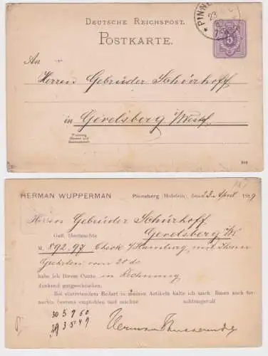 64635 DR Ganzsachen Postkarte P18 Zudruck Herman Wupperman Pinneberg 1889