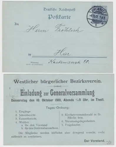 17742 Ganzsachen Postkarte P44I Zudruck Westl. bürgerl. Bezirksverein Chemnitz