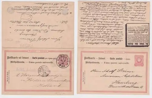 57782 Antwort Ganzsachen Postkarte P15/03a/ b mit privatem Zudruck 1886