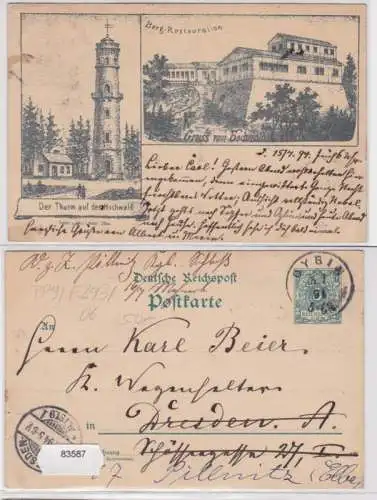 83587 DR Ganzsachen Postkarte PP9/ F293/6 Gruß vom Hochwald 1894