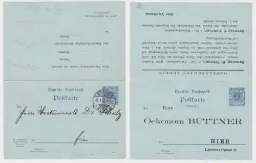 84557 DR Ganzsachen Postkarte P41 PFII Zudruck Oekonom Büttner Mülhausen 1902