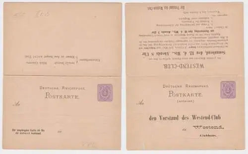 96189 DR Ganzsachen Postkarte P7II Zudruck Vorstand des Westend-Club 1878