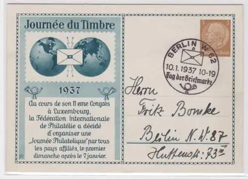96286 DR Ganzsachen Postkarte PP122/ C36 Tag der Briefmarke Luxemburg 1937