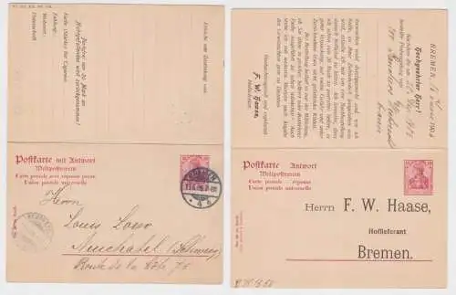 96582 DR Ganzsache Postkarte P62 Zudruck Cigarrenfabrik F.W. Haase Bremen 1906