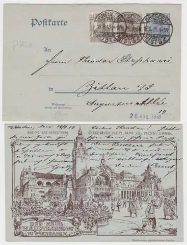 97580 Ganzsachen Postkarte P70X Zudruck Hauptbahnhof Wiesbaden Georg Geyer 1906