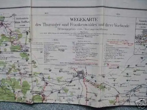 Wegekarte vom Thüringer- u. Frankenwald um 1920