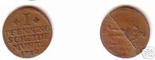 1 Pfennig Schrötlingsfehler Braunschweig Wolfenbüttel 1752