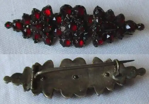 hübsche Prager Jugendstil Art Nouveau Granat Brosche Böhmen um 1910 (123904)