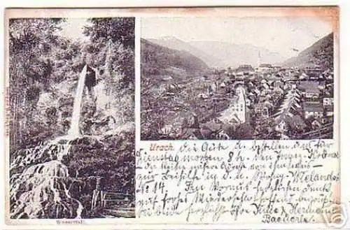 07089 Mehrbild Ak Urach Wasserfall, Totalansicht 1913