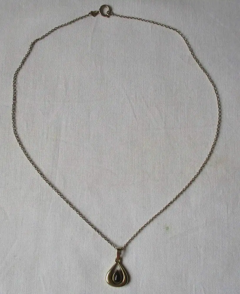 elegante 333er Gold Halskette mit 375er Gold Anhänger mit Nephrit Stein (112578) 0