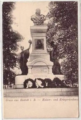 06592 Ak Gruß aus Rastatt in B. Kriegerdenkmal um 1910